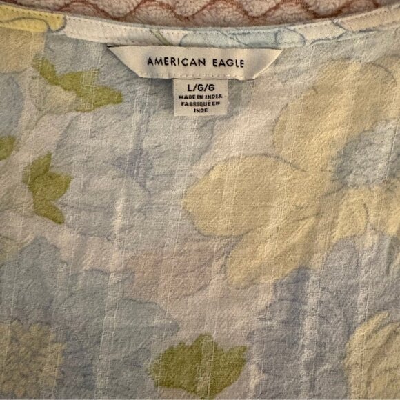 American Eagle Blue and Green Floral Romper - Size Large - Picture 3 of 12